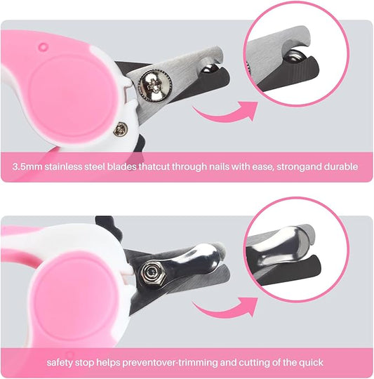 Pet Nail Clippers, Dog Nail Trimmers with Safety Guard to Avoid Excessive Cutting Nails, Dog Grooming Clippers has a Variety of Colors Suitable for Dogs, Cats and Other Pets(Pink)