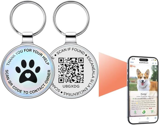 Dog Tags Personalized QR Code and Do Not Pet Dog Tags, Modifiable Pet Online Profile, Multiple Emergency Contact, Scan QR Code Send Pet GPS Location Email
