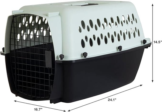 Petmate Pet Porter Fashion Dog Kennel - Crate for Pets 15-20 lbs - Airline Approved Pet Carrier - Durable Plastic Shell - For Home and Travel - Made in USA - 24 Inches - Pale Aqua and Black