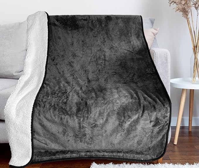 Bucephalus Waterproof Dog Blanket, Thick Reversible Soft Pet Blankets for Couch Bed Protection, Pee Proof Sherpa Fleece Blanket for Small Medium Large Dogs Puppy Cats Washable (Gray,50"×60")