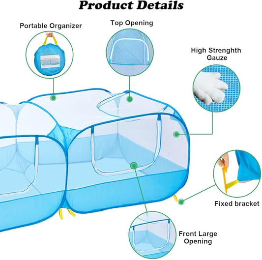 Portable Chicken Coop Chicken Run with Removable Bottom,Large Foldable Pet Enclosure for Puppy Duck Kitten Rabbits Indoor Outdoor Yard(Blue)