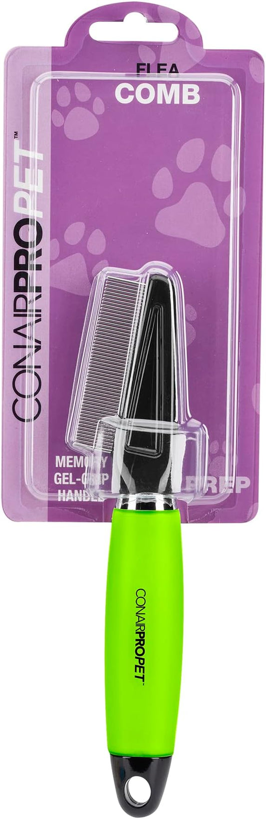 CONAIRPROPET Pet brush for Flea and Tick Removal, 1/2" Stainless Steel Comb with Memory Grip Handle