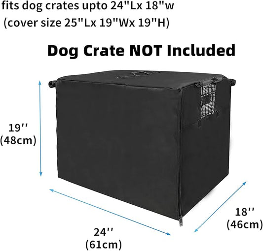 Small Dog Cage Cover 24 Inch, Puppy Crate Cover for Wire Kennel With 1 2 3 Doors, Indoor Waterproof 600D Oxford Fabric Black