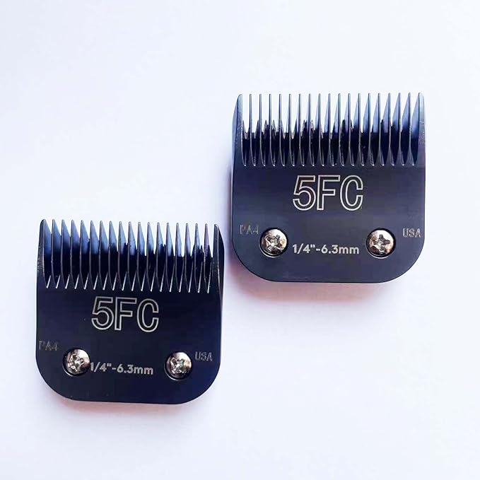 Blade Dog Grooming Clipper Blades, Ceramic Blade & Stainless Steel Blade Long-Lasting Hardness & Sharp Edges,5FC 1/4''-6.5mm (2Pcs)