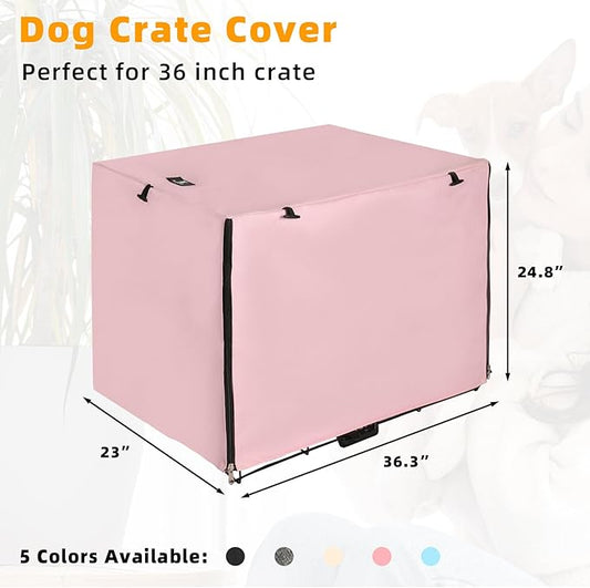 X-ZONE PET Double Door Dog Crate Cover - Polyester Pet Kennel Cover Fits 36 inches Wire Dog Cage Pink