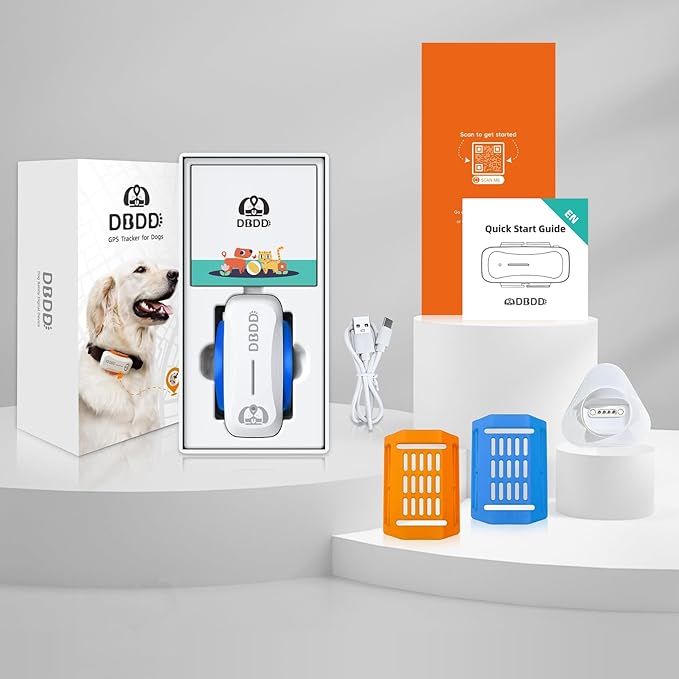 AI GPS Tracker for Dogs (30lbs+), Real Time Location and AI Vet Health Management, Electronic Fence, Waterproof, iOS and Android Universal(White)