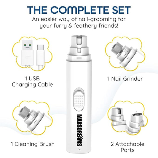 Dog Nail Trimmers, Usable as Cat Nail Clippers, Dog Nail Grinder, Easy and Safe Silent Dog Nail Grinder with Rechargeable Battery, Suitable for Small, Medium, and Large Dogs