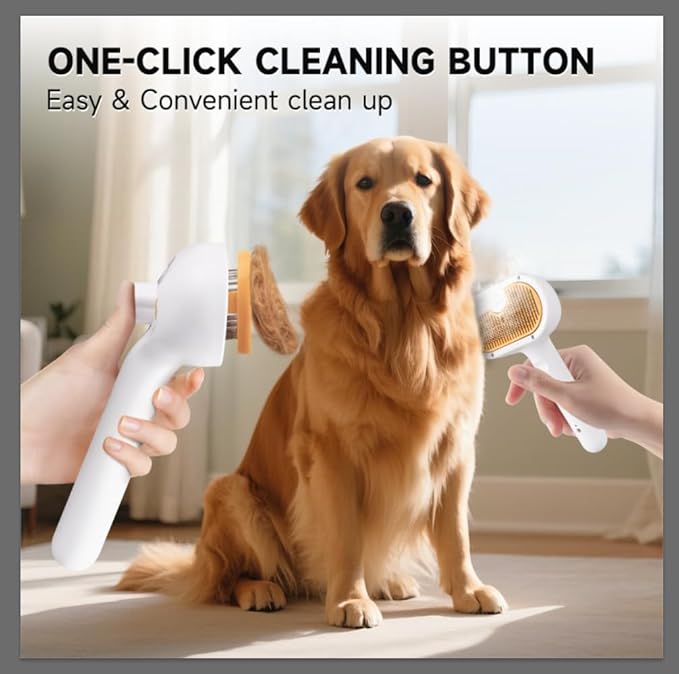 Pet Steam Brush for Dogs & Cats – 3-in-1 Grooming Spray Comb, Mist Massage & Defur Function, Water Spritz Deshedding Tool for Long/Short Hair, Indoor Pets (Puffease Cepillo de Vapor)