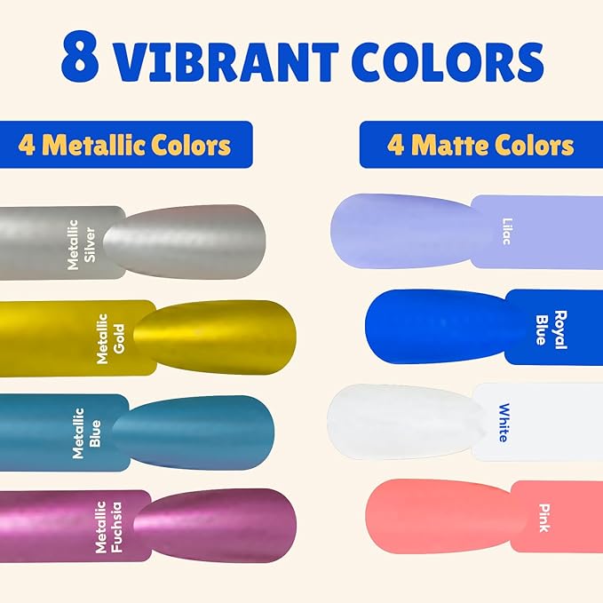 Dog Nail Polish Pens Quick-Dry Set – 8 Metallic & Matte Colors Pawlish Pens, 1 Nail File with 1 Top Coat Pen – Non-Toxic, Easy to Apply, Pet-Safe Accessories for Small & Large Puppies & Cats