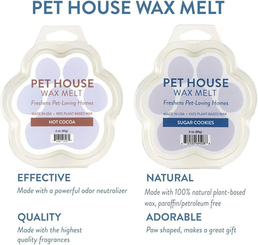 One Fur All Pet House Wax Melts Sugar Cookies, Long-Lasting, Scented Wax Melts, Natural Pet Odor Solution for A Fresh Smelling Home, Pet-Friendly Plant Based, Soy Wax Melt - 3 OZ Each, Pack of 2