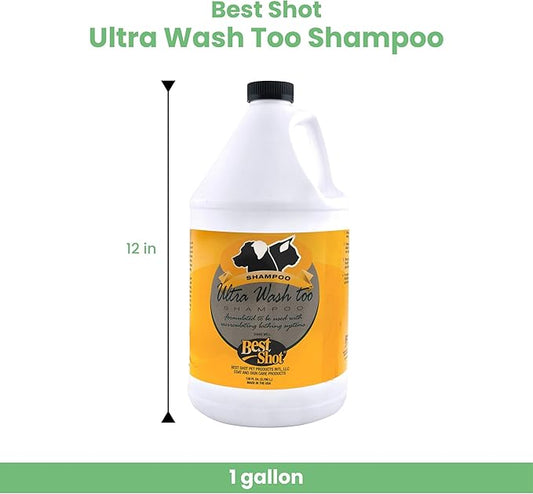 Best Shot Ultra Wash Too Shampoo with Pet Coat Release Technology, Coat and Skincare Product for Dogs and Cats, Quick-Rinsing, 1 Gallon