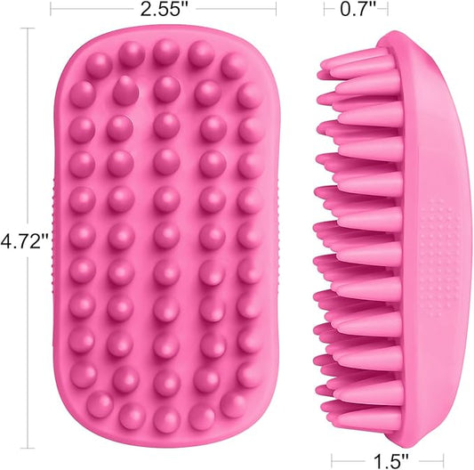 Dog Bath Brush, Dog Bath Supplies Silicone Shampoo Brush Long & Short Haired Dogs Cats, Scrubber Washing Grooming Pet Brush, Soft Massage Shedding Brush Bathing Shower Small Large Pets (Pink)