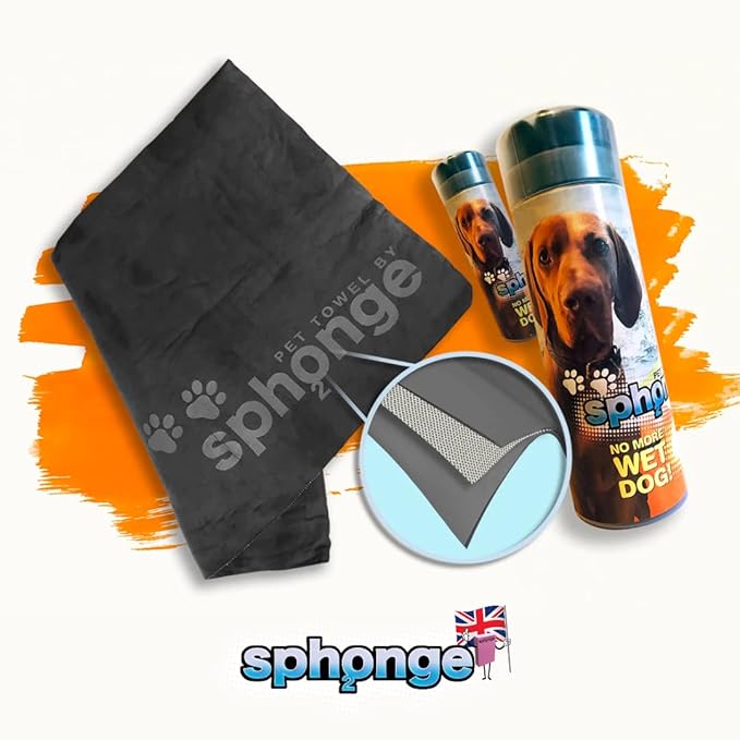 SPh2ONGE Highly Absorbent Pet and Dog Towel | 66 X 43cm | Dark Grey