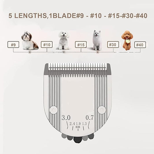 5 in 1 Blades Adjustable Dog Grooming Replacement Blades Compatible with Wahl Animal Clipper Arco, Bravura, Chromado, Creativa, Figura, and Motion Pet, Dog, and Horse (Silver/1PC)