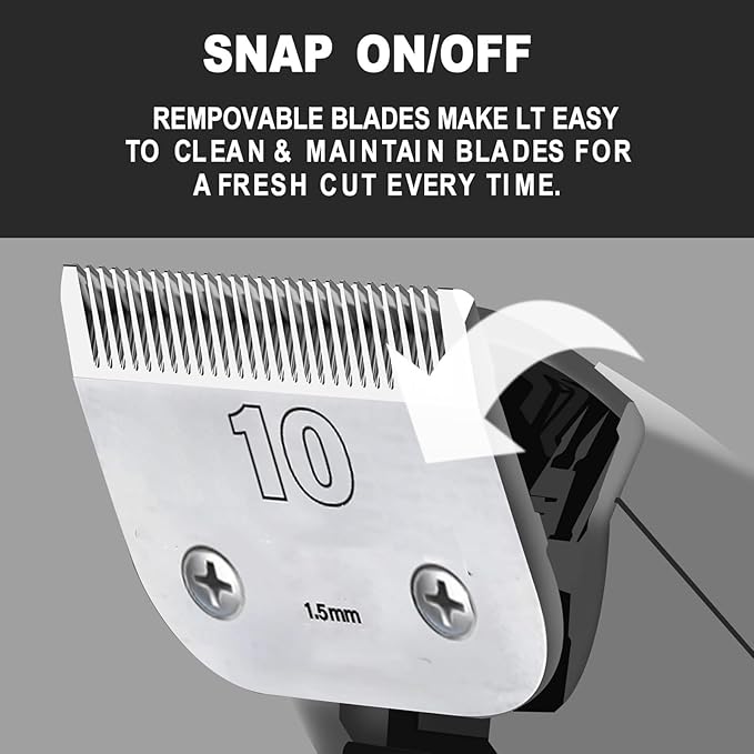 Dog Grooming Clipper Blade Set, Carbon Infused Steel, Ceramic Edge, Compatible with Andis, Wahl, Oster, 5 Sizes