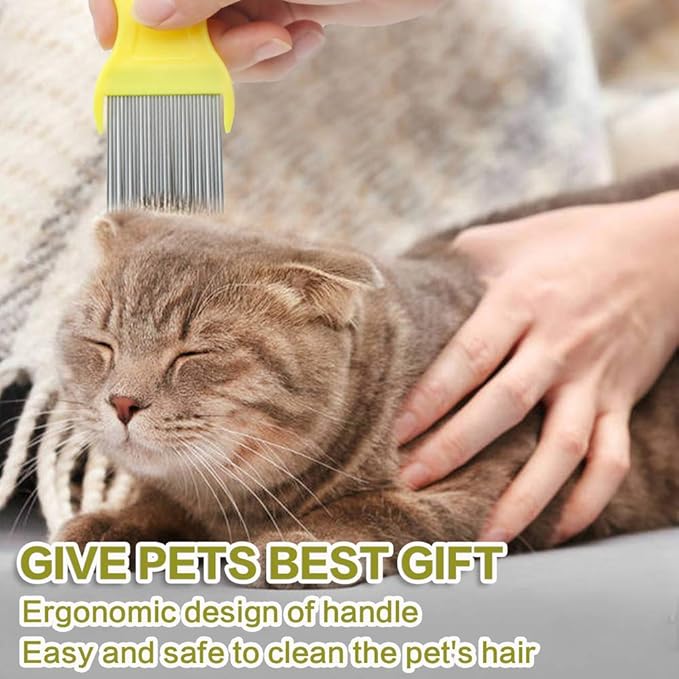 Fine Tooth Pet Comb - 3 Pack Tear Stain Remover for Dogs & Cats to Remove Fleas, Ticks, Dandruff, Tangles & Knots
