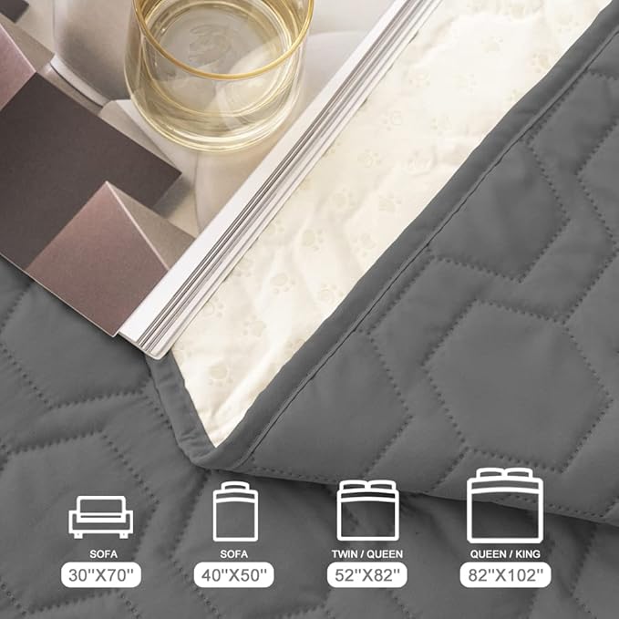 Waterproof and Non-Slip Dog Bed Cover and Pet Blanket Sofa Pet Bed Mat ,car Incontinence Mattress Protectors Furniture Couch Cover for Most Cats Dogs,Pets(30x70-Dark Grey)