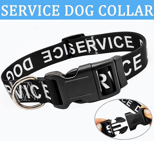 MayPaw Service Dog Collar, 1” and 1.5” Wide Dog Collar Strong Nylon Medium Large Extra-Large Dog Collar (Neck Fit 14-22",1" Wide, Black)