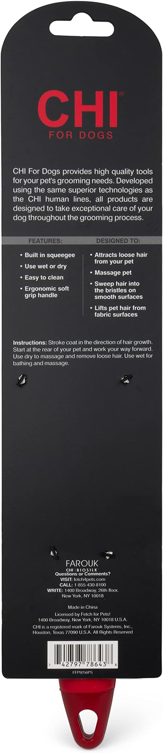 CHI For Dogs Rubber Fur Accumulator Dog Brush; Fur Remover, Lint Remover, Pet Hair Removing Tool