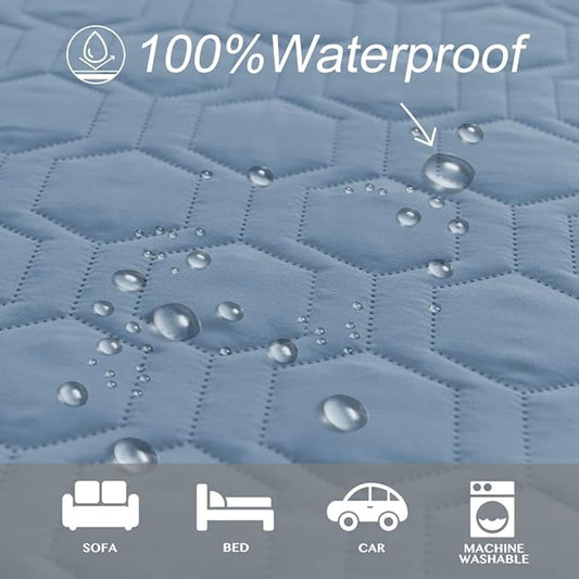 Waterproof and Anti-Slip Dog Bed Cover and Pet Blanket Sofa Pet Bed Mat ,car Incontinence Mattress Protectors Furniture Couch Cover for Most Cats Dogs, Pets(82x102-Stoneblue)