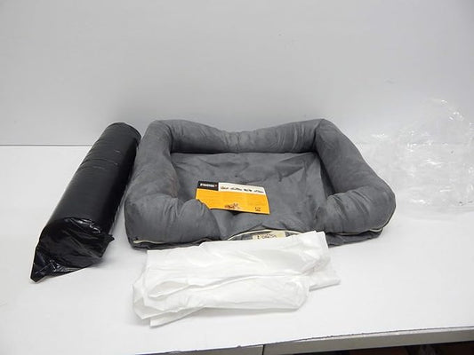 Friends Forever Small Dog Bed, Orthopedic Dog Sofa Memory Foam Mattress, Calming Dog Couch Bed, Wall Rim Pillow, Water Resistant Liner, Washable Cover, Non-Slip Bottom, Chester, Small Grey