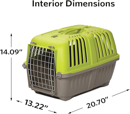 MidWest Homes for Pets Pet Carrier: Hard-Sided Dog Carrier, Cat Carrier, Small Animal Carrier in Green| Inside Dims 20.70L x 13.22W x 14.09H & Suitable for Tiny Dog Breeds