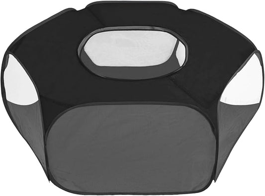 Portable Pet Tent Small Animal Pet Playpen Breathable Transparent Pet Tent with Zipper Top Cover Indoor Outdoor Foldable Cage Exercise Yard Fence for Kitten Puppy Guinea Pig Small Dogs Cats