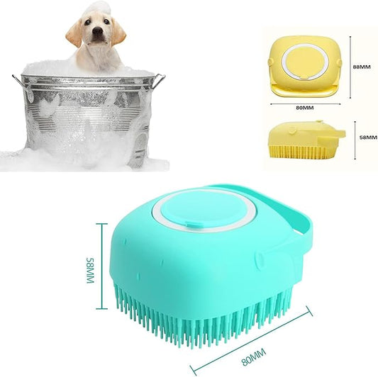 Shampoo Cat Dog Sink Brush Washing Soap and Shampoo for Long Short Haired Dogs Cats Shower Pet Grooming Bath Soft Silicone Bristle Massage Brush OZE-50 (Blue, Standart)