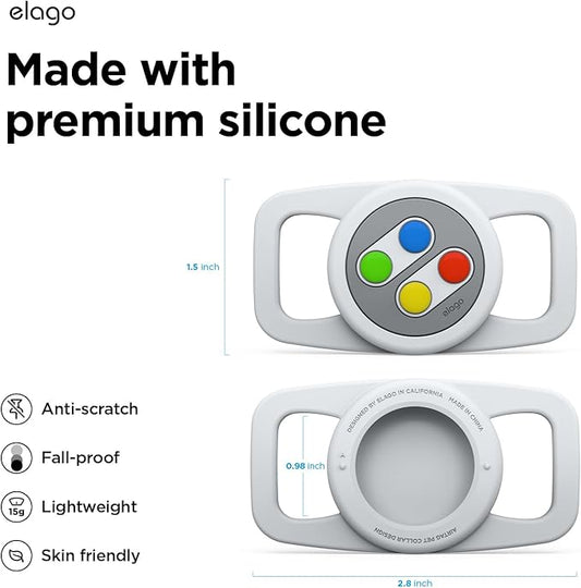elago Pet Collar W5 Case Compatible with Apple AirTag - Drop Protection Keychain, Cute Design (Track Dogs, Keys, Backpacks, Purses) Tracking Device Not Included (Light Grey)