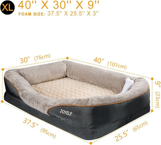 JOYELF X-Large Memory Foam Dog Bed, Orthopedic Dog Bed & Sofa with Removable Washable Cover Dog Sleeper for Large Dogs