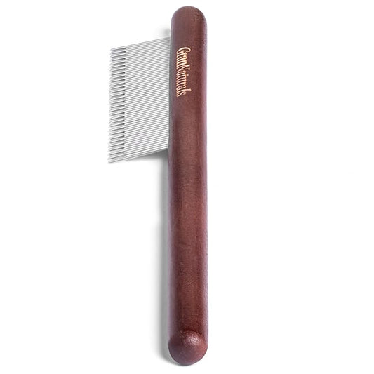 GranNaturals Wooden & Metal Pet Comb for Detangling Hair, Grooming Fur, Dematting for Large and Small Dogs, Short Haired Cats