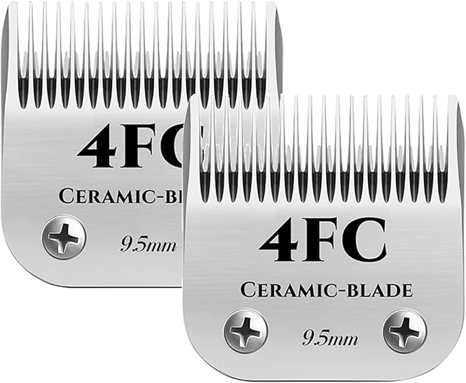 AIJALY 2pcs 4FC Blades Detachable Dog Grooming Ceramic Blades Compatible with Andis Dog Clippers,Replacement Blade Compatible with Wahl/Oster A5, KM Series Clippers,Size 4FC Cut Length 3/8"(9.5mm)