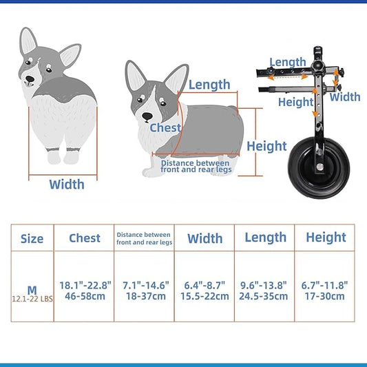 Dog Wheelchair for Back Legs, Dog Wheelchair Cart, Doggy/cat Wheelchair with Disabled Hind Legs Walking, Mobility Aids for Small Pets Hind Limbs, Dog Carts with Wheels, Light Weight