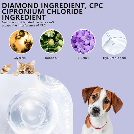 TIBLACK Pet Bathing Wipes for Dogs & Cats, Cleaning & Deodorizing Grooming Gloves, Nourish Fur Glove Wipes for Daily Care and Traveling, Rinse Free,7 PCS (Bluebell Gloves)