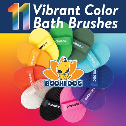 Bodhi Dog Shampoo Brush - Pet Grooming & Bath Supplies for Cats and Dog - Bath Brush for Long & Short Hair - Premium Scrubber for Shower, Bathing & Massage (One Pack, Silver Glitter)
