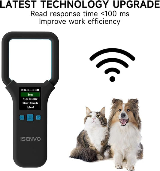 AR190E Bluethooth Pet Microchip Scanner, Wireless Handheld RFID Animal Reader, 134.2kHz Pet Chip Scanner with OLED Display Animal Tag Reader EMID FDX-B(ISO11784/11785)