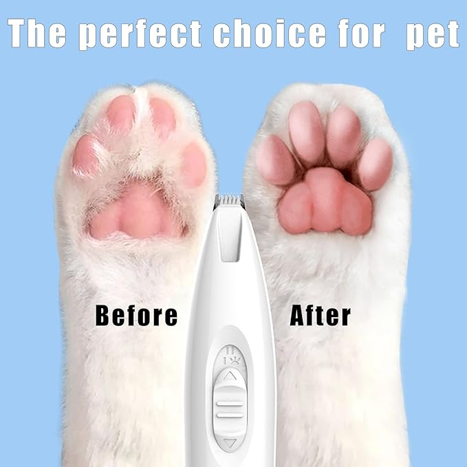 KIKETECH LED Dog Paw Trimmer - Cordless, Low Noise Dog Clippers for Grooming, Rechargeable Small Area Shaver for Cats, Ivory White
