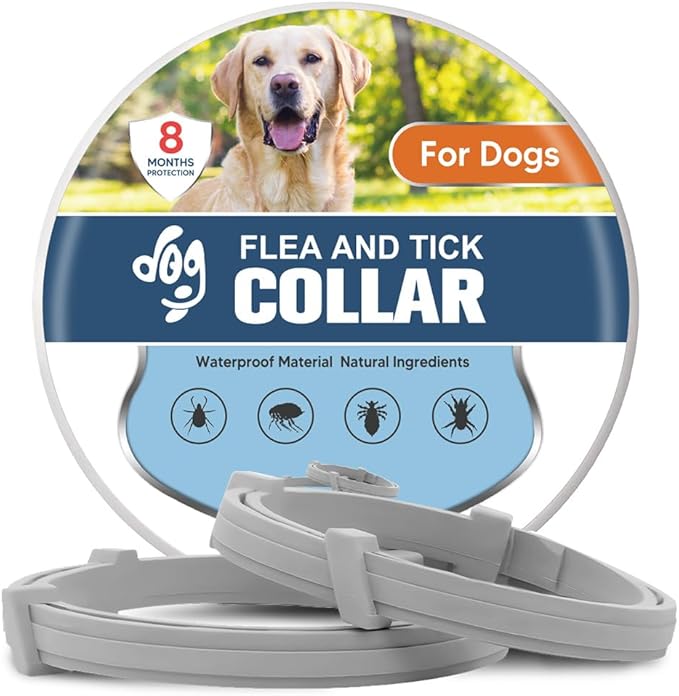 Flea Collars for Dog, Flea & Tick Collar for Dogs, Tick Collar for Large Dogs, Upgraded Sturdy & Adjustable 8 Months Prevention-Pack of 2
