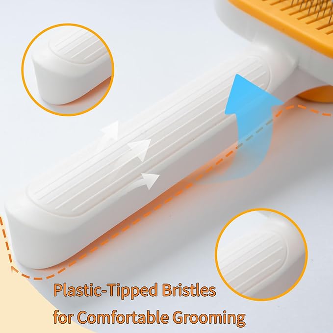 Self-Cleaning Slicker Brush for Dogs & Cats - Gentle Deshedding Grooming Tool for Long and Short Hair Pets, Removes Loose Fur, Undercoat, and Tangles