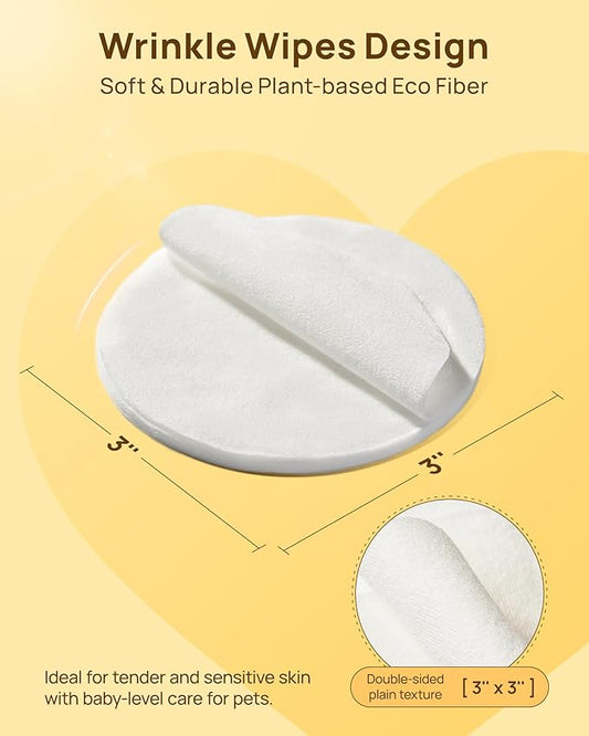 HICC PET Cleansing and Deodorizing Tear Stain Wipes, with Coconut Oil to Nourish Coat, Hypoallergenic Formula, 100 Count