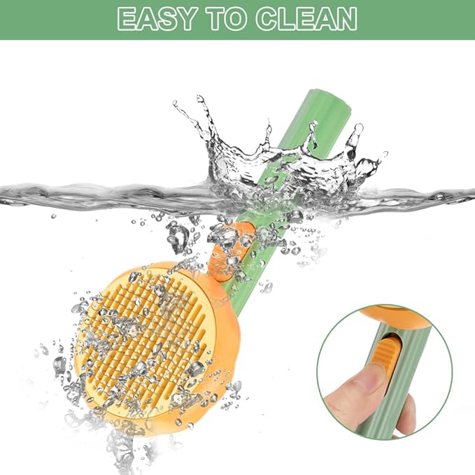 Self Cleaning Slicker Brush, Dog Cat Bunny Pet Grooming Shedding Brush - Easy to Remove Loose Undercoat, Pet Massaging Tool Suitable for Pets with Long or Short Hair (Grey & White)