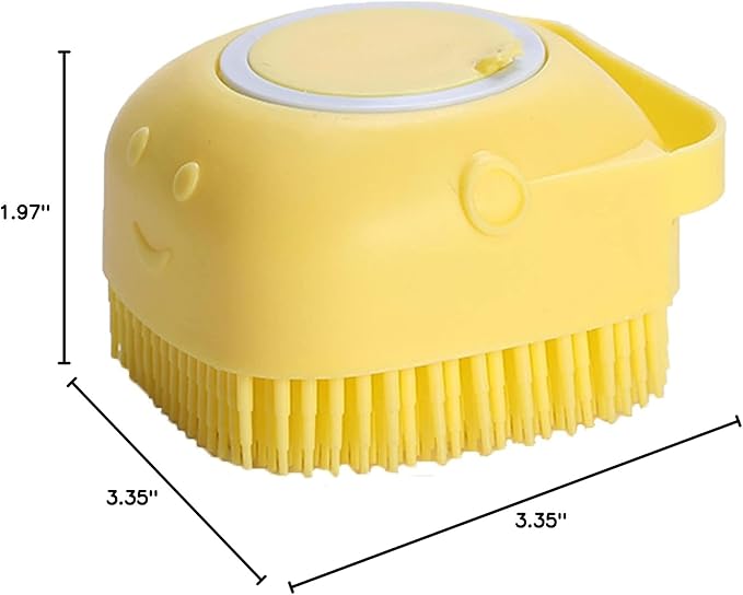 Pet Bath Brush Scrubber,Silicone Bath Brush Filling Liquid,Pet Massage Brush Bath Shampoo Brush,Hair Fur Grooming Cleaning For Short Long Haired Dogs And Cats (Yellow)