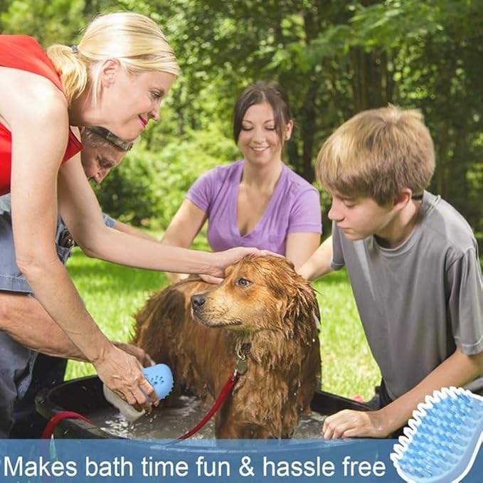 Soft Silicone Bristles Massage Grooming Brush for Dogs and Cats Soft Pet Shampoo Brush for Shedding Hair Pet Bathing Tool (White)