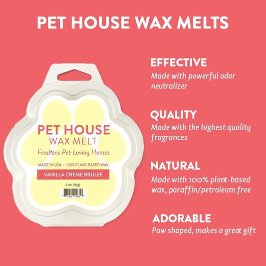 One Fur All 100% Natural Soy Wax Melts in 20+ Fragrances, Pack of 2 - Long Lasting Pet Odor Eliminating Wax Melts, Non-Toxic, Made in USA (Vanilla Creme Brulee)