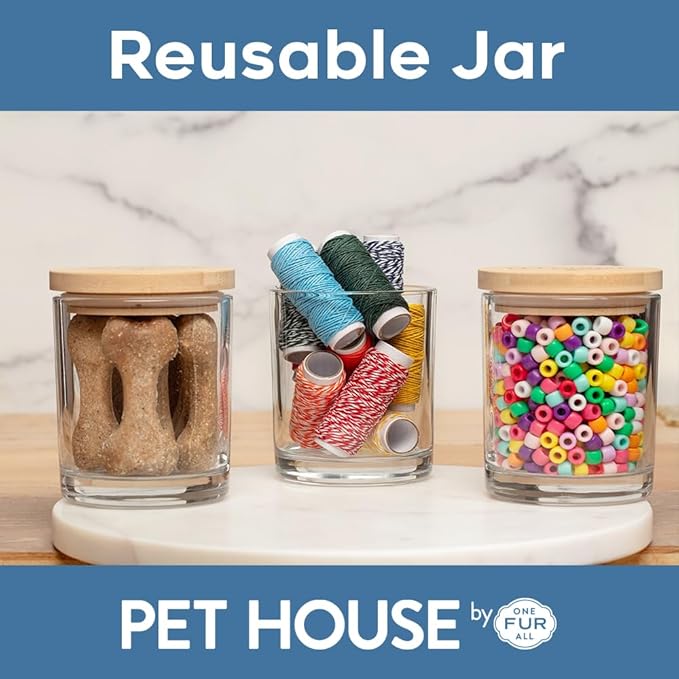One Fur All Pet House Candle - 2 Pack, Plant-Based, Clean Burning, Long Lasting, Pet Odor, Bamboo Watermint