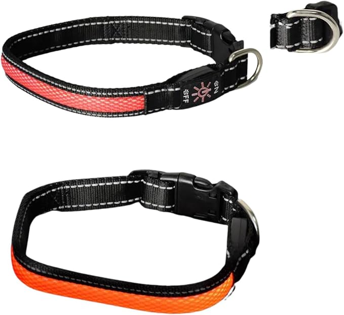 Bundle Pack FA29 PET Tracker- Waterproof, SIM Card Included with LED Collar and 1 Month Free Trial,Everything Included (Medium, Orange)