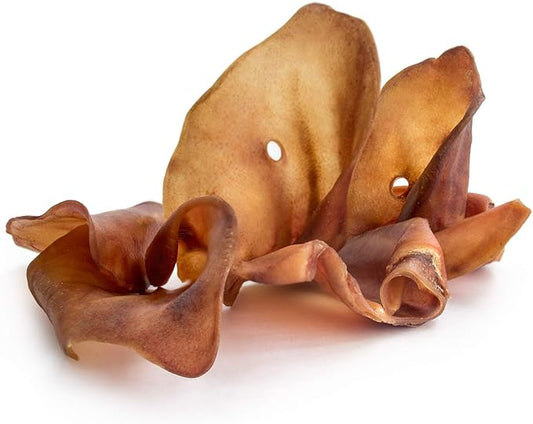 SUPER CAN BULLYSTICKS Natural Whole Pig Ears for Dogs (100 Count) - 100% Natural Pork Ear for Dogs - Easily Digestible Natural Dog Chews for Medium-Large Dogs