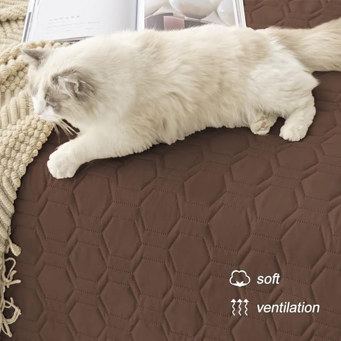 Waterproof and Anti-Slip Dog Bed Cover and Pet Blanket Sofa Pet Bed Mat ,car Incontinence Mattress Protectors Furniture Couch Cover for Most Cats Dogs, Pets(52x82-Chocolate)