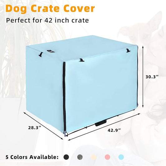 X-ZONE PET Double Door Dog Crate Cover - Polyester Pet Kennel Cover Fits 42 inches Wire Dog Cage Blue