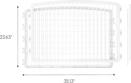 IRIS USA Dog Playpen Add-On Panels, 2-Panel 24" Pet Playpen, Puppy Playpen, Foldable, Customizable, White